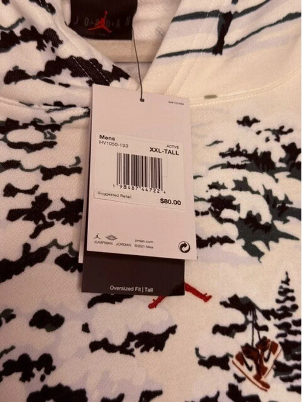 Jordan Mens XXL Tall Oversized Shirt Ski Snowboard All Over Print NWT $80
